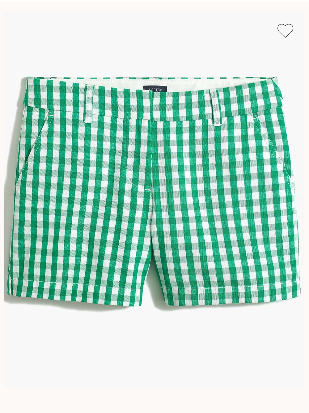 J. Crew Classic Cotton Chino Shorts in Green and White Gingham Check